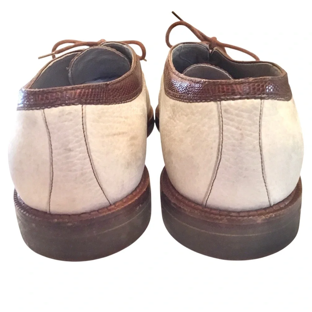 Vtg Susan Bennis Warren Edwards Leather Oxford Sz 10 Off White/Brown Cap Toe